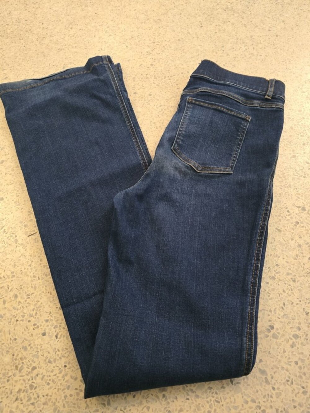 SPANX Dark INDIGO BLUE FLAIR BOOT Leg pull-on Jeans #20327T Large 36" L Tall EUC